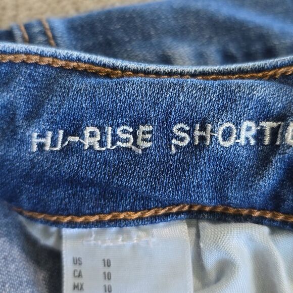American Eagle Hi Rise Shortie Super Stretch Distressed Jean Shorts - Size 10 - Picture 5 of 12
